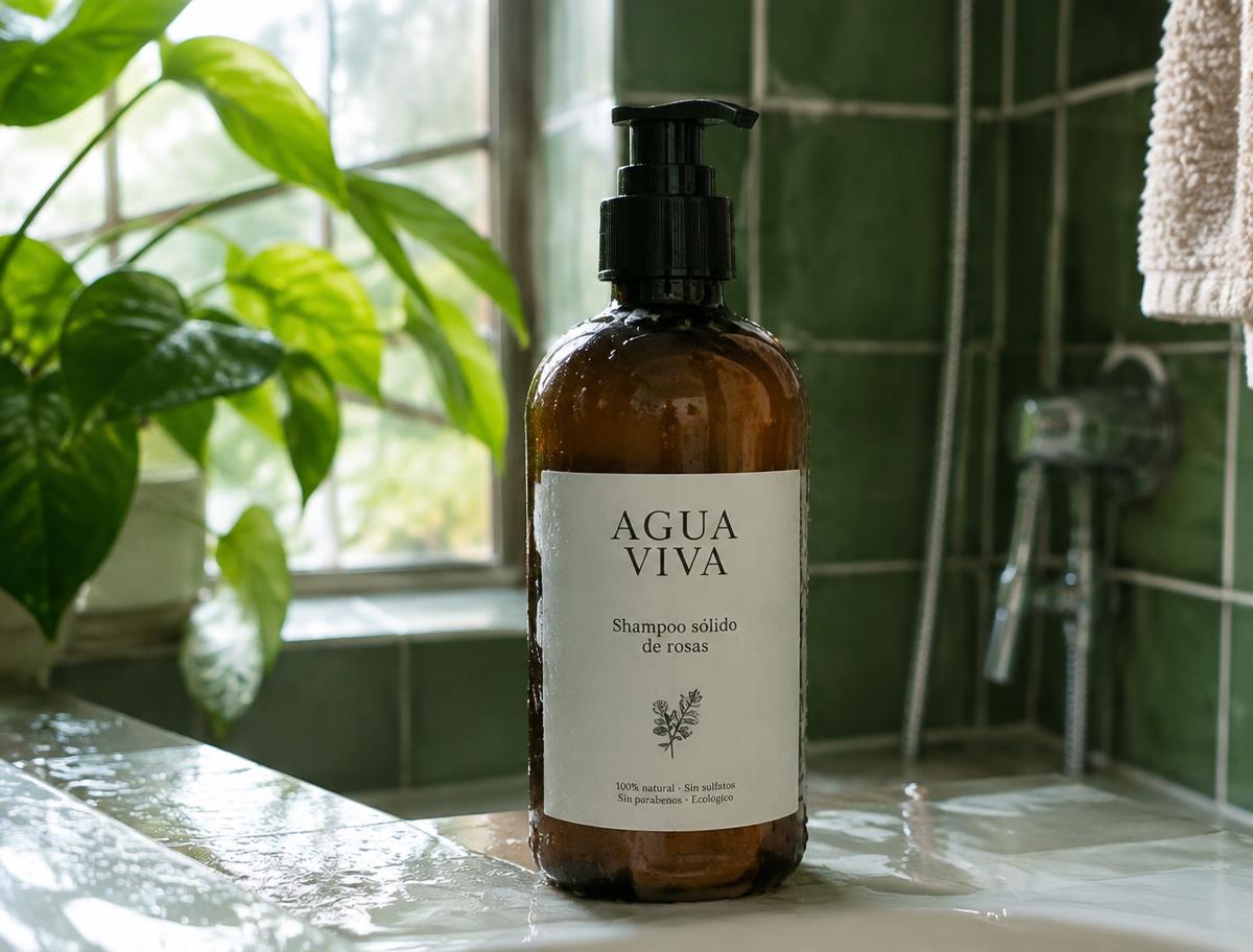 Dispensador de shampoo ecológico etiquetado