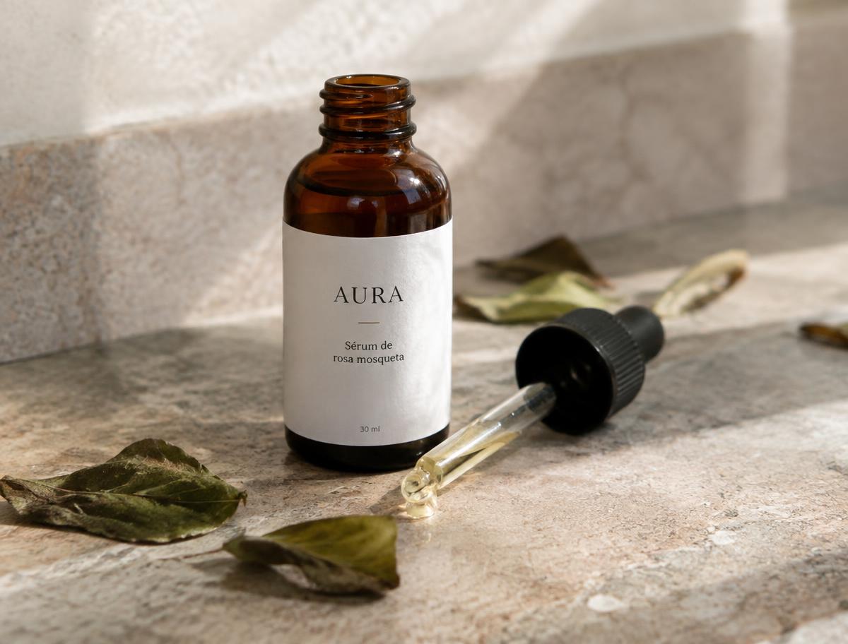 Sérum facial con etiqueta minimalista